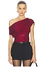 view 1 of 6 Burgundy Rhinestone Drape Top in Burgundy