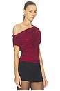 view 2 of 6 Burgundy Rhinestone Drape Top in Burgundy