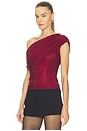view 3 of 6 Burgundy Rhinestone Drape Top in Burgundy