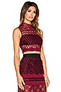 view 2 of 4 Cut Out Lace Crop Top in Burgundy & Black