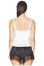 view 3 of 4 White Satin Lace Top in White