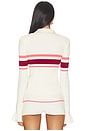 view 3 of 4 Cream Stripe Viscose Knit Button Top in Cream