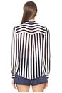 view 3 of 4 Navy Stripe Tie Neck Blouse in Navy