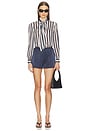 view 4 of 4 Navy Stripe Tie Neck Blouse in Navy