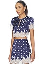 view 2 of 4 Navy Polka Dot Satin Top in Navy