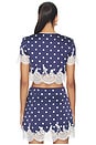 view 3 of 4 Navy Polka Dot Satin Top in Navy
