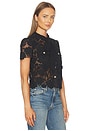 view 2 of 4 Lace Tie Neck Top in Black