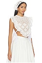 view 3 of 6 White Crochet Lace Crop Top in White