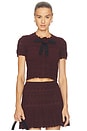 view 1 of 4 Brown Pointelle Knit Top in Brown