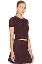 view 2 of 4 Brown Pointelle Knit Top in Brown