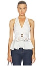 view 1 of 4 White Linen Peplum Top in White