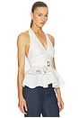 view 2 of 4 White Linen Peplum Top in White