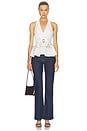 view 4 of 4 White Linen Peplum Top in White