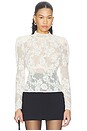 view 1 of 5 Cream Sequin Lace Top in Cream