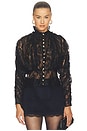 view 1 of 4 Black Lace High Neck Blouse in Black