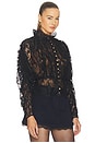 view 2 of 4 Black Lace High Neck Blouse in Black