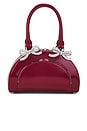 view 1 of 6 Leather Curved Mini Tote Bag in Burgundy