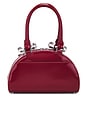 view 2 of 6 Leather Curved Mini Tote Bag in Burgundy