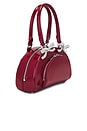 view 3 of 6 Leather Curved Mini Tote Bag in Burgundy