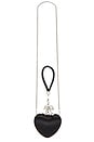 view 1 of 6 Black Satin Top Handle Heart Clutch in Black