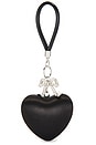 view 2 of 6 Black Satin Top Handle Heart Clutch in Black