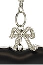 view 6 of 6 Black Satin Top Handle Heart Clutch in Black