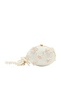 view 4 of 5 Cream Satin Floral Beaded Oval Clutch in Cream