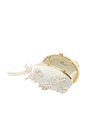 view 5 of 5 Cream Satin Floral Beaded Oval Clutch in Cream