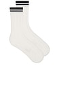 view 1 of 3 Lattice Knit Crew Socks in White