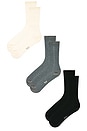 view 3 of 3 Cotton Cashmere Crew Socks Pack Of 3 in Black & Beige & Grey