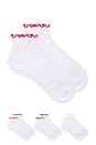 view 1 of 4 3-pack Ruffle Contrast Ankle Socks in Red, Black & Pink
