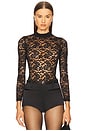 view 1 of 5 Lace Mock Neck Bodysuit in Black