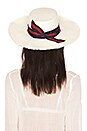 view 2 of 3 Long Brim Boater Hat in White, Navy & Red
