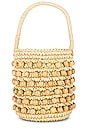 view 2 of 4 Wood Beaded Mini Bucket Bag in Natural Straw & Beads