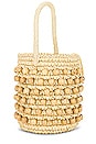 view 3 of 4 Wood Beaded Mini Bucket Bag in Natural Straw & Beads