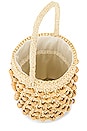 view 4 of 4 Wood Beaded Mini Bucket Bag in Natural Straw & Beads