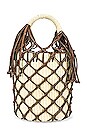 view 2 of 4 Leather Macrame Bucket Bag in Natural Straw & Brown Leather