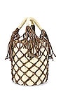 view 3 of 4 Leather Macrame Bucket Bag in Natural Straw & Brown Leather