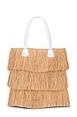 view 2 of 4 Frayed Straw Tote in Beige & White Leather