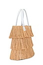 view 3 of 4 Frayed Straw Tote in Beige & White Leather