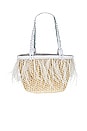 view 1 of 4 Feathers Mini Basket Bag in Natural & White