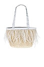 view 2 of 4 Feathers Mini Basket Bag in Natural & White
