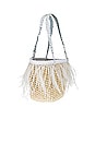 view 3 of 4 Feathers Mini Basket Bag in Natural & White
