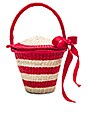 view 1 of 4 Mini Striped Bucket Bag in Natural & Red