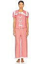 view 4 of 6 Puff Linen Bloomer Lounge Pant in Red Vichy