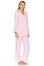 view 2 of 4 PYJAMA PARTY PAJAMA SET WITH FEATHERS in Pink And White
