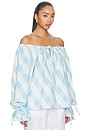 view 2 of 4 Cha-cha Lounge Blouse in White & Blue