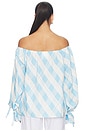 view 3 of 4 Cha-cha Lounge Blouse in White & Blue