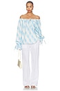 view 4 of 4 Cha-cha Lounge Blouse in White & Blue