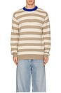 view 3 of 3 The Stripe Crewneck in Fawn Brown